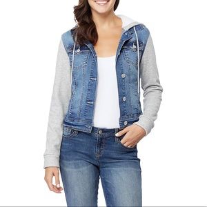 Girls Knit Sleeve Denim Jacket